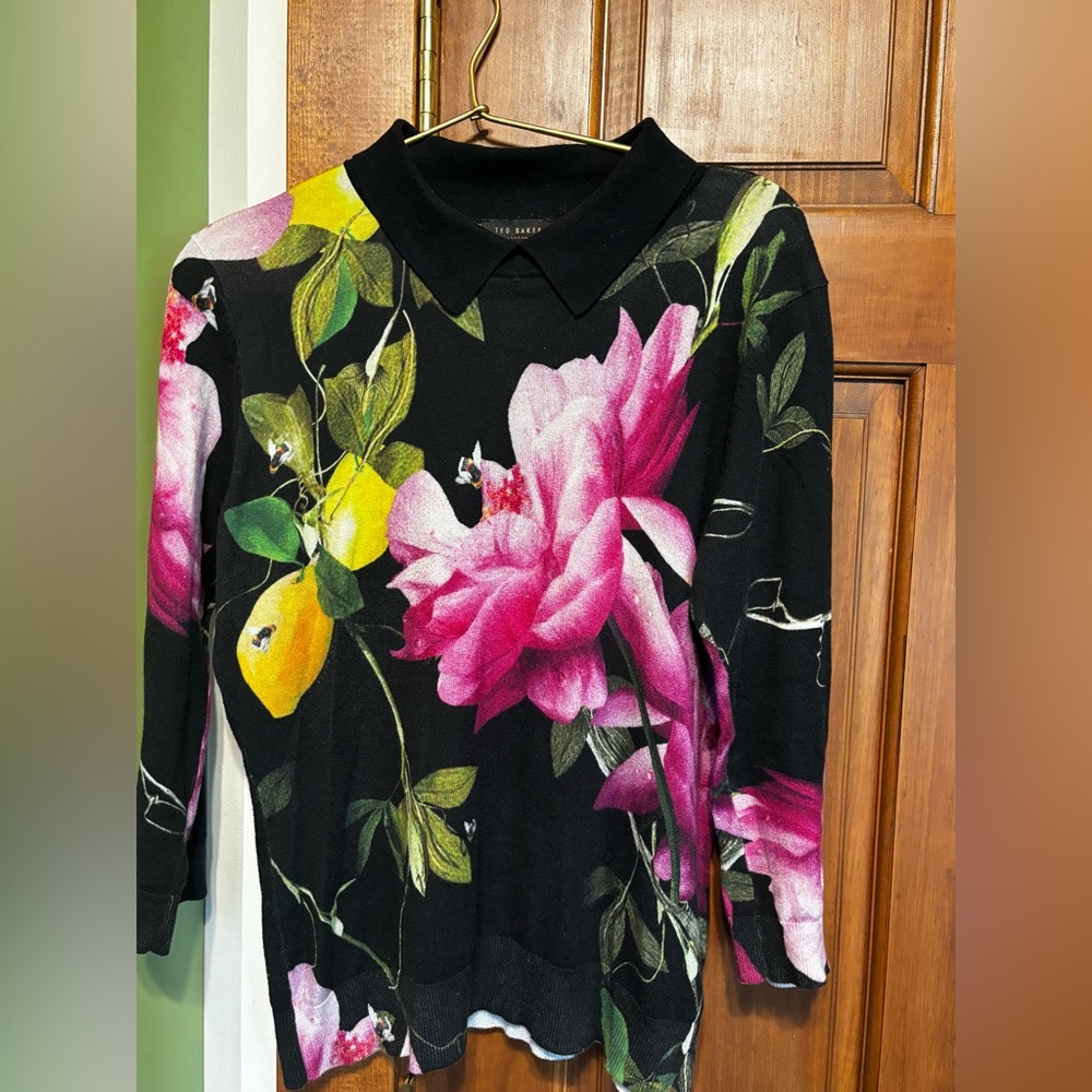 Ted Baker Black Sweater with Floral Print